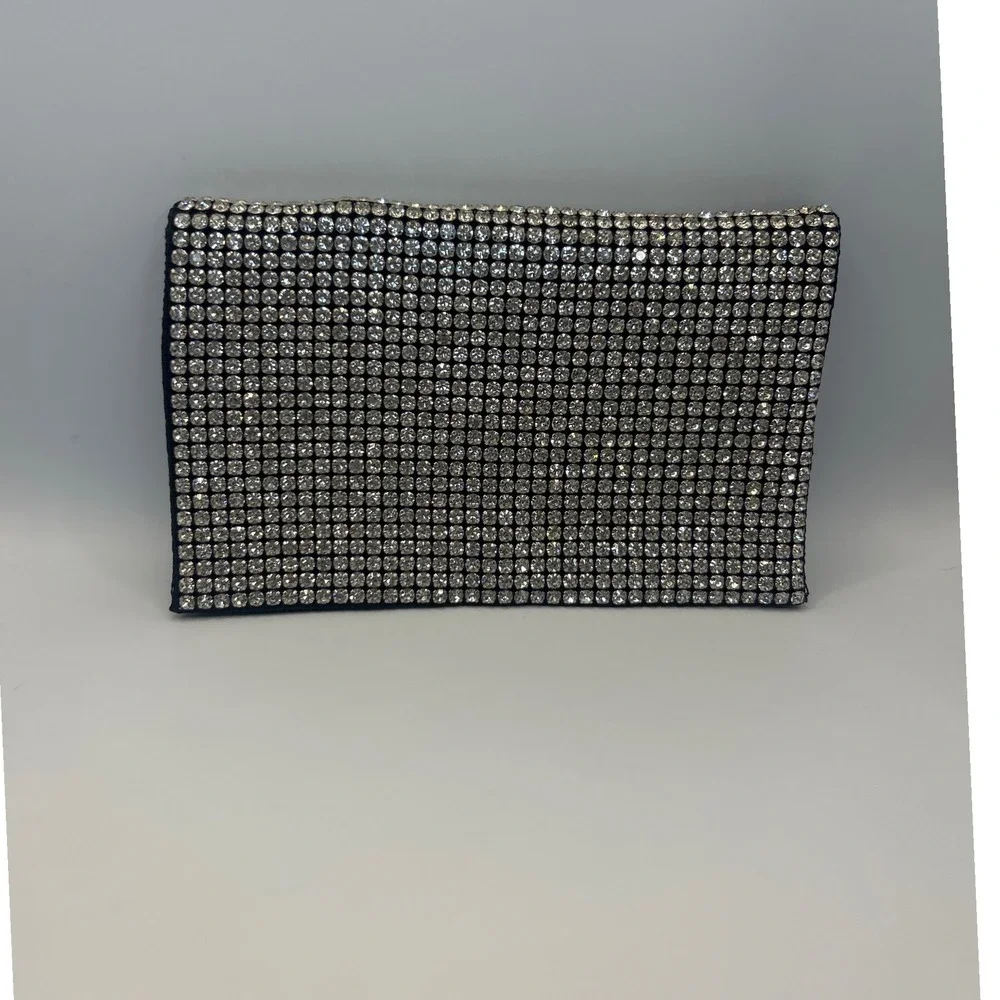 Amber Sceats Black Rhinestone Evening Clutch Bag with‎ Removable Chain Strap